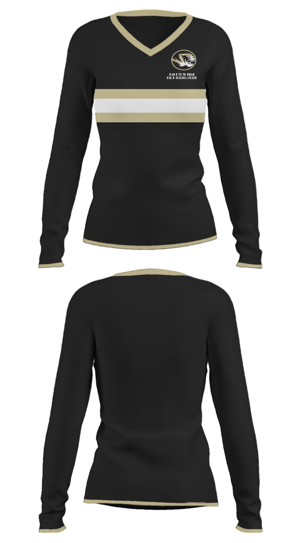 Women's Long Sleeve Vneck Shirt, Harry S Truman High School Cheer, Cheer, Teamtime, Team time, sublimation, custom sports apparel, team uniforms, spirit wear, spiritwear, sports uniforms, custom shirts, team store, custom team store, fundraiser sports, apparel fundraiser