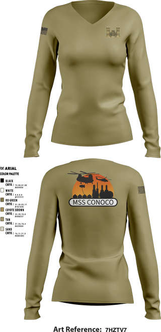 Women's Long Sleeve Vneck Shirt, , Army, Teamtime, Team time, sublimation, custom sports apparel, team uniforms, spirit wear, spiritwear, sports uniforms, custom shirts, team store, custom team store, fundraiser sports, apparel fundraiser