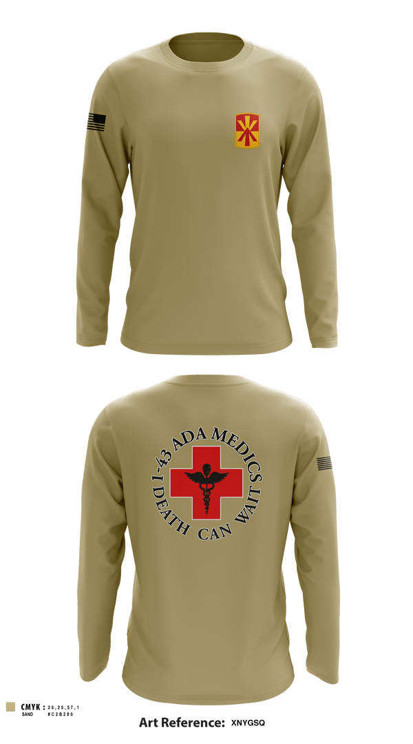 Long Sleeve Performance Shirt, Medics, 1-43 ADA, Army, Teamtime, Team time, sublimation, custom sports apparel, team uniforms, spirit wear, spiritwear, sports uniforms, custom shirts, team store, custom team store, fundraiser sports, apparel fundraiser