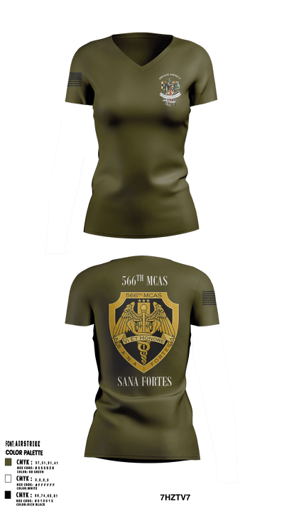 566th MCAS- Army 77440363 Women's Short Sleeve V-neck Shirt - 59