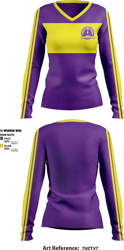 Amsterdam High School Volleyball 90839432 Women's Long Sleeve V-neck Shirt - 1