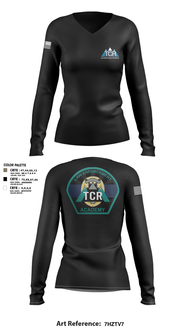 Women's Long Sleeve Vneck Shirt, TCR LE ACADEMY, Police, Teamtime, Team time, sublimation, custom sports apparel, team uniforms, spirit wear, spiritwear, sports uniforms, custom shirts, team store, custom team store, fundraiser sports, apparel fundraiser