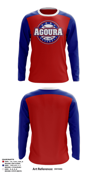 Long Sleeve Performance Shirt, Agoura Pony Baseball, Baseball, Teamtime, Team time, sublimation, custom sports apparel, team uniforms, spirit wear, spiritwear, sports uniforms, custom shirts, team store, custom team store, fundraiser sports, apparel fundraiser