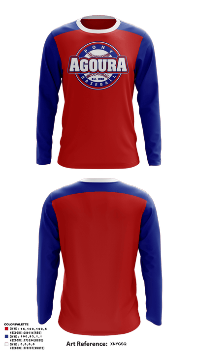 Agoura Pony Baseball 80706403 Long Sleeve Performance Shirt - 1
