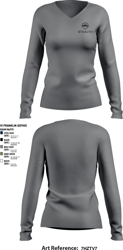 Stealth customs 84323734 Women's Long Sleeve V-neck Shirt - 4