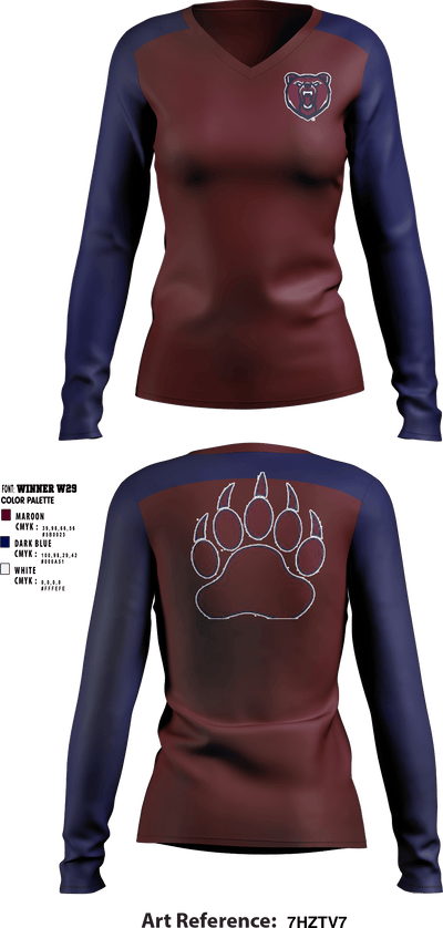 Berkley High School Cheer 2876422 Women's Long Sleeve V-neck Shirt - 1