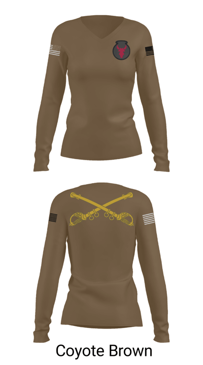 1-145th Armor 33702857 Women's Long Sleeve V-neck Shirt - 38