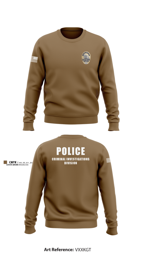 Crew Neck Sweatshirt, POLICE CRIMINAL INVESTIGATIONS DIVISION, , Teamtime, Team time, sublimation, custom sports apparel, team uniforms, spirit wear, spiritwear, sports uniforms, custom shirts, team store, custom team store, fundraiser sports, apparel fundraiser