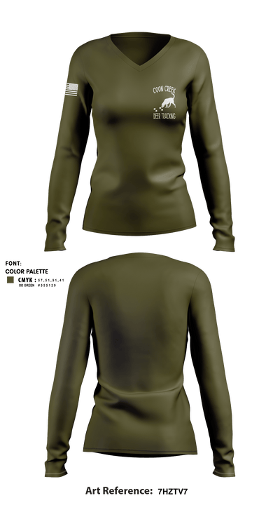 Coon Creek Deer Tracking 80561059 Women's Long Sleeve V-neck Shirt - 3