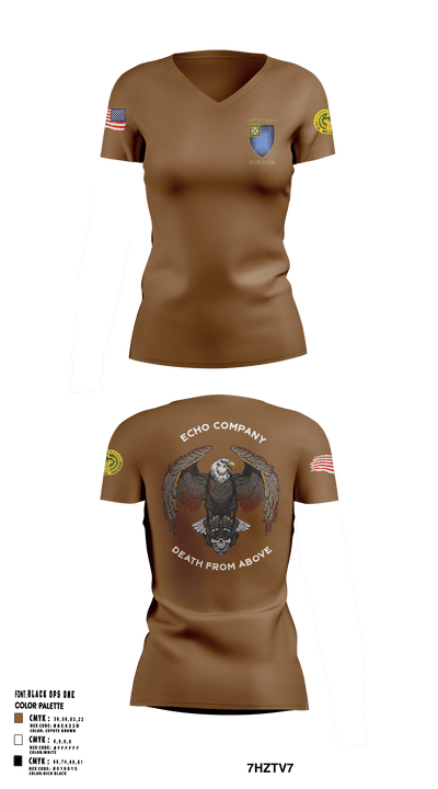 E Co 3-34 IN REG “Death from above” 14936905 Women's Short Sleeve V-neck Shirt - 5