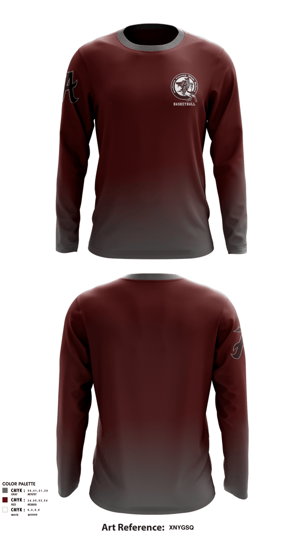 Long Sleeve Performance Shirt, Amherst County High School Basketball, Men's Basketball, Teamtime, Team time, sublimation, custom sports apparel, team uniforms, spirit wear, spiritwear, sports uniforms, custom shirts, team store, custom team store, fundraiser sports, apparel fundraiser
