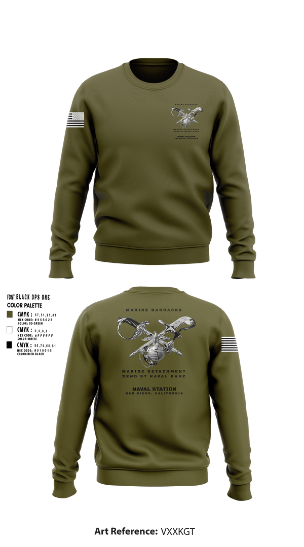 Crew Neck Sweatshirt, Marine Barracks/ Marine Detachment   32nd St Naval Base, Marines, Teamtime, Team time, sublimation, custom sports apparel, team uniforms, spirit wear, spiritwear, sports uniforms, custom shirts, team store, custom team store, fundraiser sports, apparel fundraiser