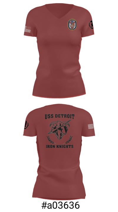 USS Detroit 43379409 Women's Short Sleeve V-neck Shirt - 19