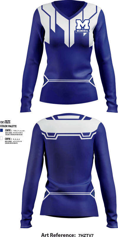 Memorial High School 86392532 Women's Long Sleeve V-neck Shirt - 1