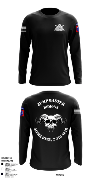 Long Sleeve Performance Shirt, ALPHA BTRY, 2-319th AFAR, Army, Teamtime, Team time, sublimation, custom sports apparel, team uniforms, spirit wear, spiritwear, sports uniforms, custom shirts, team store, custom team store, fundraiser sports, apparel fundraiser