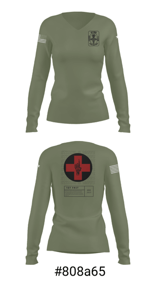 Women's Long Sleeve Vneck Shirt, , Army, Teamtime, Team time, sublimation, custom sports apparel, team uniforms, spirit wear, spiritwear, sports uniforms, custom shirts, team store, custom team store, fundraiser sports, apparel fundraiser