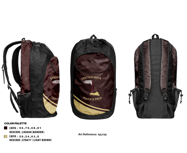 Gear Bag, Lincoln High School Track, Track & Field, Teamtime, Team time, sublimation, custom sports apparel, team uniforms, spirit wear, spiritwear, sports uniforms, custom shirts, team store, custom team store, fundraiser sports, apparel fundraiser