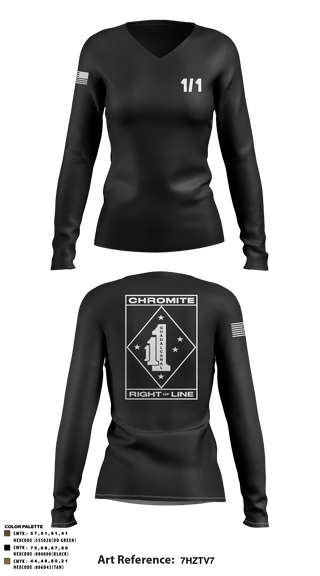 Women's Long Sleeve Vneck Shirt, V1/1, Marines, Teamtime, Team time, sublimation, custom sports apparel, team uniforms, spirit wear, spiritwear, sports uniforms, custom shirts, team store, custom team store, fundraiser sports, apparel fundraiser