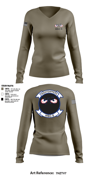 HSC-5 92316716 Women's Long Sleeve V-neck Shirt - 1