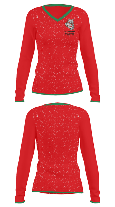 Bentley Senior High School Basketball 33123582 Women's Long Sleeve V-neck Shirt - 35