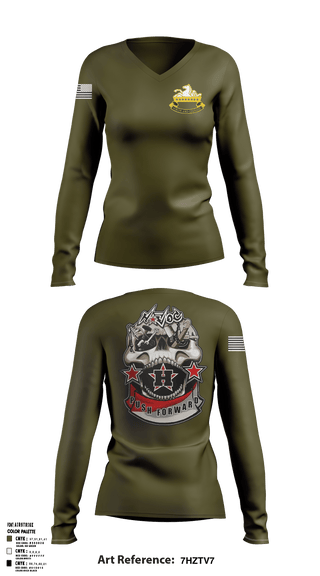 Women's Long Sleeve Vneck Shirt, , Army, Teamtime, Team time, sublimation, custom sports apparel, team uniforms, spirit wear, spiritwear, sports uniforms, custom shirts, team store, custom team store, fundraiser sports, apparel fundraiser