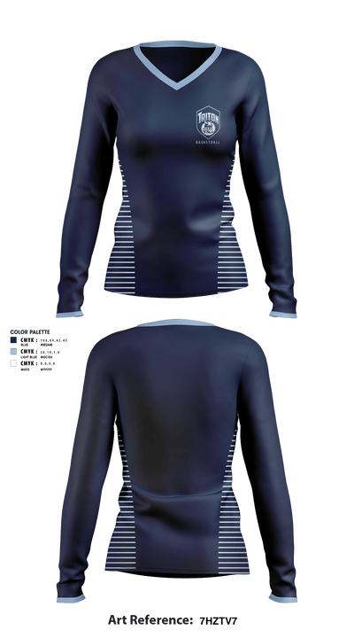 Triton Youth Basketball 72059424 Women's Long Sleeve V-neck Shirt - 1
