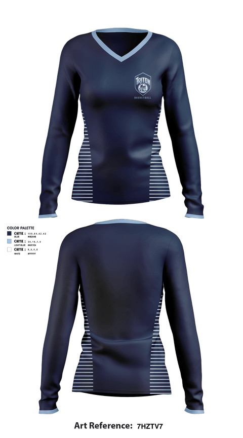 Women's Long Sleeve Vneck Shirt, Triton Youth Basketball, Men's Basketball, Teamtime, Team time, sublimation, custom sports apparel, team uniforms, spirit wear, spiritwear, sports uniforms, custom shirts, team store, custom team store, fundraiser sports, apparel fundraiser