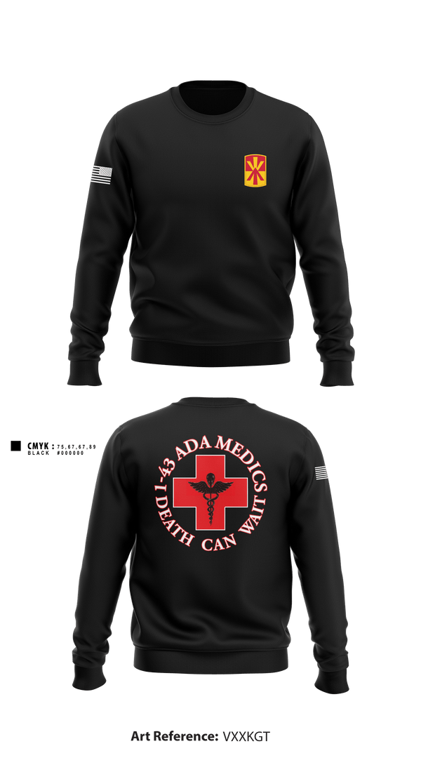Crew Neck Sweatshirt, Medics, 1-43 ADA, Army, Teamtime, Team time, sublimation, custom sports apparel, team uniforms, spirit wear, spiritwear, sports uniforms, custom shirts, team store, custom team store, fundraiser sports, apparel fundraiser