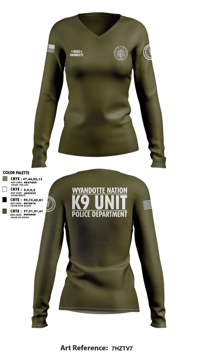 K9 Unit 27578074 Women's Long Sleeve V-neck Shirt - 10