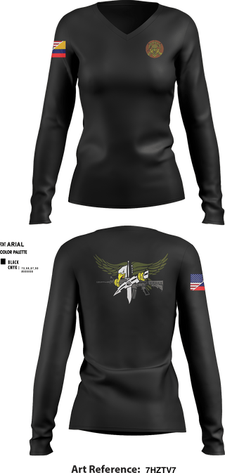 Women's Long Sleeve Vneck Shirt, , Air Force, Teamtime, Team time, sublimation, custom sports apparel, team uniforms, spirit wear, spiritwear, sports uniforms, custom shirts, team store, custom team store, fundraiser sports, apparel fundraiser