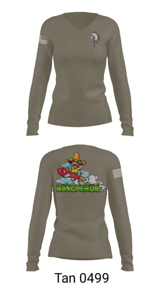 Women's Long Sleeve Vneck Shirt, , Army, Teamtime, Team time, sublimation, custom sports apparel, team uniforms, spirit wear, spiritwear, sports uniforms, custom shirts, team store, custom team store, fundraiser sports, apparel fundraiser