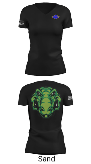 Women's Short Sleeve Vneck Shirt, , Army, Teamtime, Team time, sublimation, custom sports apparel, team uniforms, spirit wear, spiritwear, sports uniforms, custom shirts, team store, custom team store, fundraiser sports, apparel fundraiser