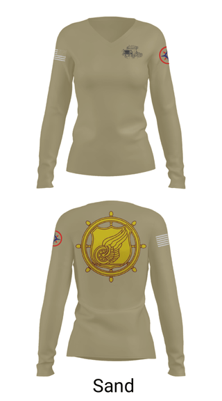 Women's Long Sleeve Vneck Shirt, , Army, Teamtime, Team time, sublimation, custom sports apparel, team uniforms, spirit wear, spiritwear, sports uniforms, custom shirts, team store, custom team store, fundraiser sports, apparel fundraiser