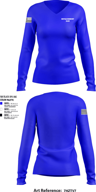 Women's Long Sleeve Vneck Shirt, Detachment 340, Air Force, Teamtime, Team time, sublimation, custom sports apparel, team uniforms, spirit wear, spiritwear, sports uniforms, custom shirts, team store, custom team store, fundraiser sports, apparel fundraiser