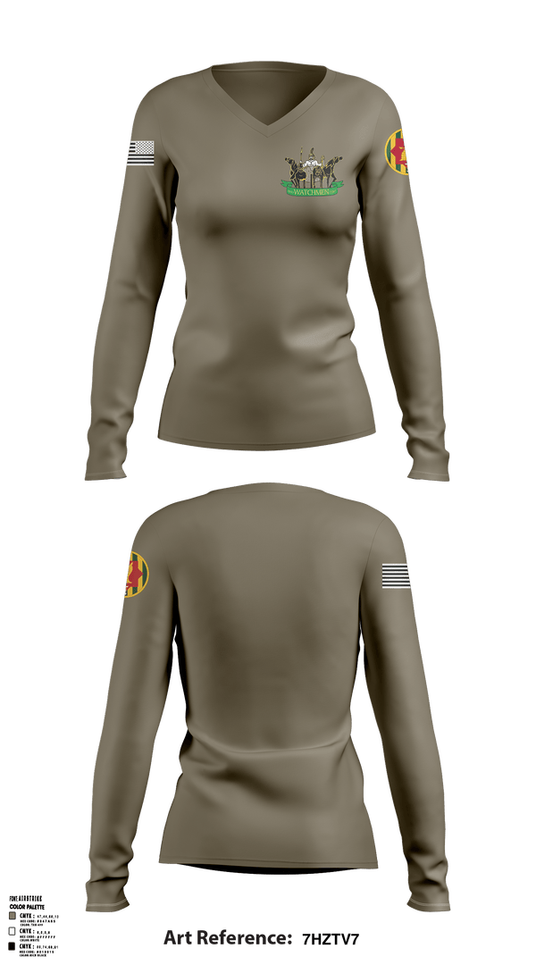 Women's Long Sleeve Vneck Shirt, , Army, Teamtime, Team time, sublimation, custom sports apparel, team uniforms, spirit wear, spiritwear, sports uniforms, custom shirts, team store, custom team store, fundraiser sports, apparel fundraiser