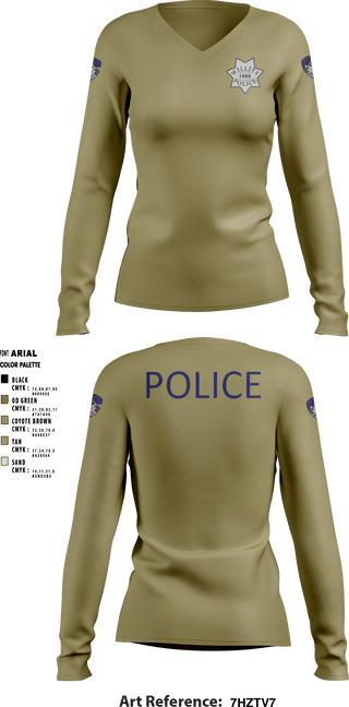 Women's Long Sleeve Vneck Shirt, Willits Little Lake JRTF, Police, Teamtime, Team time, sublimation, custom sports apparel, team uniforms, spirit wear, spiritwear, sports uniforms, custom shirts, team store, custom team store, fundraiser sports, apparel fundraiser