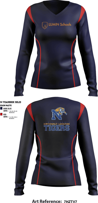 Women's Long Sleeve Vneck Shirt, Northwest Lutheran School, Spirit Store, Teamtime, Team time, sublimation, custom sports apparel, team uniforms, spirit wear, spiritwear, sports uniforms, custom shirts, team store, custom team store, fundraiser sports, apparel fundraiser
