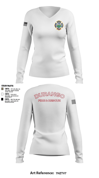 Durango Fire Protection District 71199400 Women's Long Sleeve V-neck Shirt - 2