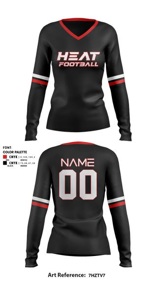 Women's Long Sleeve Vneck Shirt, Gulf Coast Heat Flag Football, Football, Teamtime, Team time, sublimation, custom sports apparel, team uniforms, spirit wear, spiritwear, sports uniforms, custom shirts, team store, custom team store, fundraiser sports, apparel fundraiser