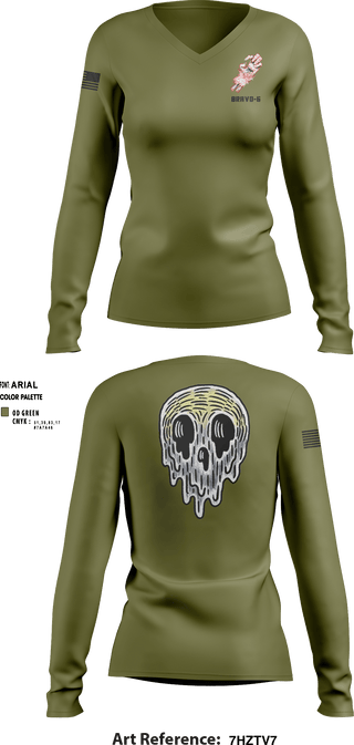 Women's Long Sleeve Vneck Shirt, , Marines, Teamtime, Team time, sublimation, custom sports apparel, team uniforms, spirit wear, spiritwear, sports uniforms, custom shirts, team store, custom team store, fundraiser sports, apparel fundraiser