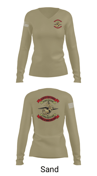 Women's Long Sleeve Vneck Shirt, , Marines, Teamtime, Team time, sublimation, custom sports apparel, team uniforms, spirit wear, spiritwear, sports uniforms, custom shirts, team store, custom team store, fundraiser sports, apparel fundraiser