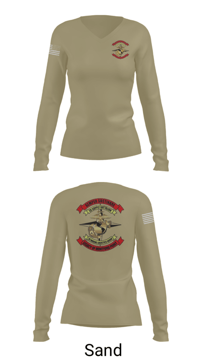 2nd Supply Battalion 27685177 Women's Long Sleeve V-neck Shirt - 41