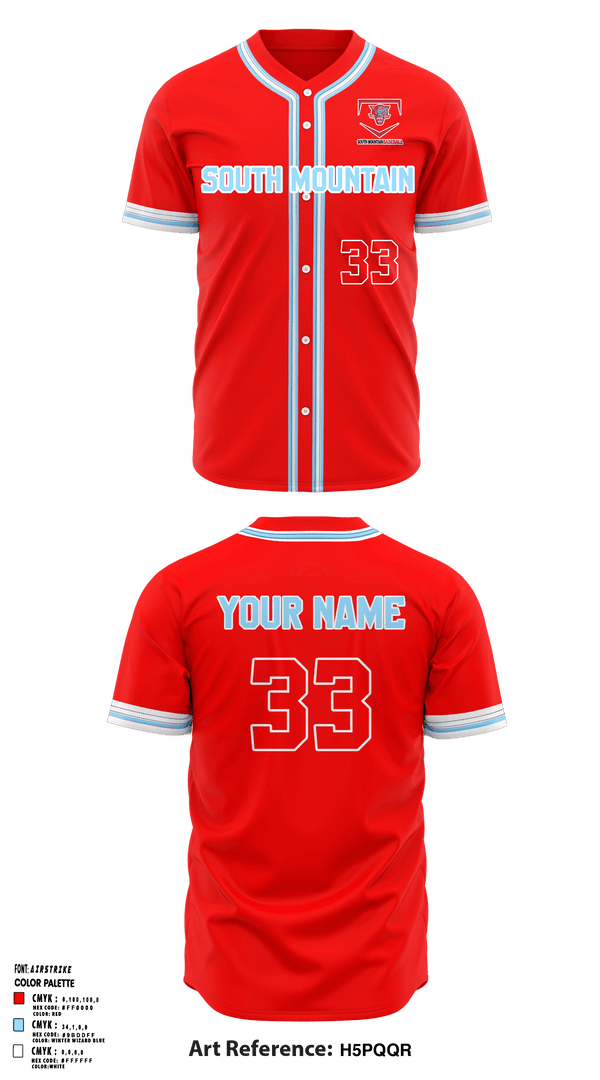 Full Button Baseball Jersey, South Mountain High School Baseball, Baseball, Teamtime, Team time, sublimation, custom sports apparel, team uniforms, spirit wear, spiritwear, sports uniforms, custom shirts, team store, custom team store, fundraiser sports, apparel fundraiser
