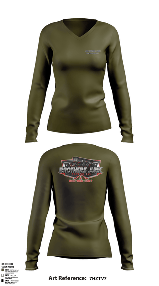 Women's Long Sleeve Vneck Shirt, Brothers Junk Removal LLCBrothers Junk Removal LLC, , Teamtime, Team time, sublimation, custom sports apparel, team uniforms, spirit wear, spiritwear, sports uniforms, custom shirts, team store, custom team store, fundraiser sports, apparel fundraiser