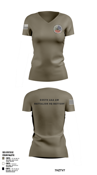 635th AAA AW Battalion HQ Battery 3041583 Women's Short Sleeve V-neck Shirt - 2