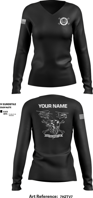 Women's Long Sleeve Vneck Shirt, D Co 2-13th AVN REGT, , Teamtime, Team time, sublimation, custom sports apparel, team uniforms, spirit wear, spiritwear, sports uniforms, custom shirts, team store, custom team store, fundraiser sports, apparel fundraiser