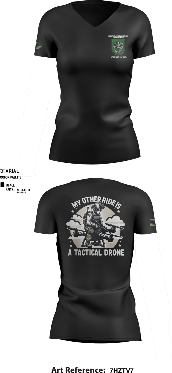Women's Short Sleeve Vneck Shirt, MID 1-10 SFG (A), Army, Teamtime, Team time, sublimation, custom sports apparel, team uniforms, spirit wear, spiritwear, sports uniforms, custom shirts, team store, custom team store, fundraiser sports, apparel fundraiser