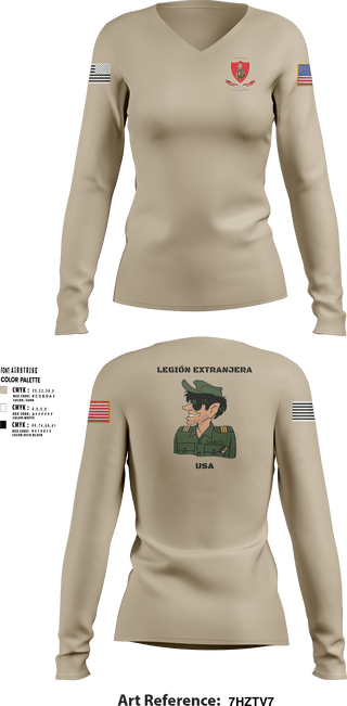 Women's Long Sleeve Vneck Shirt, , Army, Teamtime, Team time, sublimation, custom sports apparel, team uniforms, spirit wear, spiritwear, sports uniforms, custom shirts, team store, custom team store, fundraiser sports, apparel fundraiser