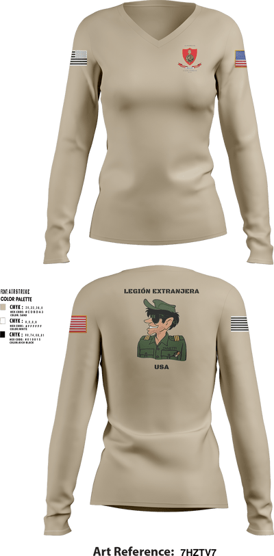 Legión Extranjera USA 37653528 Women's Long Sleeve V-neck Shirt - 1
