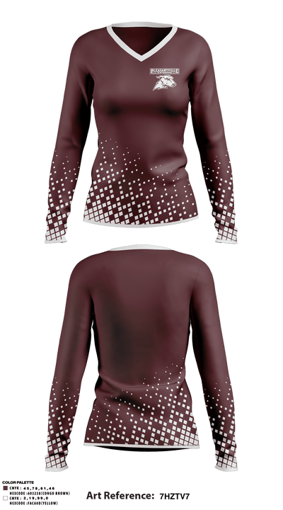 Pleasantville High School Swimming 40758778 Women's Long Sleeve V-neck Shirt - 1
